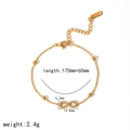 Golden stainless steel infinity bracelet with rhinestones and round metal beads decoration - Gold Infinity Pave Zirconia Bead Bracelet (TB5086)