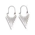 Minimalist silver fan-shaped hollow geometric titanium steel earrings on white background - Radial Stripe Cutout / Steel Color Triangle