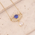 Detailed view of evil eye necklace with blue stone and teardrop zirconia pendant - Blue Eye Teardrop Style(3#)