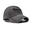 Dettagli ricamo New York e stampa squalo su cappello da baseball grigio lavato - Regolabile / Caffè Lavato