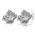 Silver stainless steel paw print pendant 15mm with waterproof vintage metal texture - Hamsa Hand / Silver
