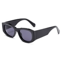 Y2K style small square sunglasses with thick black frame and dark grey lenses - Black/Grey