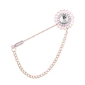 Spilla a fiore in oro rosa con cristallo centrale e catenella per abiti da uomo - Bianco (Base Oro)