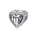 925 sterling silver heart charm with Scorpio M letter and stars for DIY bracelets - Scorpio(PC1736-8)
