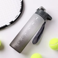 Grey gradient large sports water bottle with time markers and strap for outdoor fitness - Gradient Grey/Direct Drink