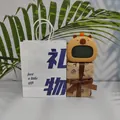 Capybara smart digital alarm clock in warm yellow with gift bag and vintage box - Blue Bag + Eiffel Tower Box + Chinese Manual / Button Version (English Week)