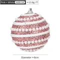 Pallina di Natale rosa con perline bianche e pizzo per decorazioni festose - Rosa