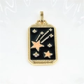 Golden tarot pendant necklace featuring black enamel Star pattern with comet design - The Star - Black (With Necklace)