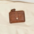 Retro brown multi-card slot holder wallet with zipper coin pocket and metal snap button - Coffee