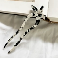 U-shaped acetate starfish hair pin in black and white marble pattern for bun hair styling - Black and White Speckled