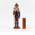 Cascanueces soldado tradicional de 38cm en uniforme rojo y azul con corona real - Rey de Uniforme Azul y Rojo Con Cetro (Z3516) / 38cm/15inch