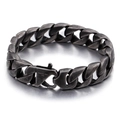 Vintage zilveren 316L roestvrijstalen Cubaanse schakelarmband voor heren mat - Vintage Zwart (KB76212-BD)