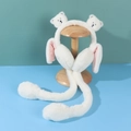 Cute white plush moving earmuffs with bear decor and long rabbit ears for kids - One Size / Bear-White