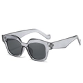 Modern square oversized sunglasses in translucent grey with dark tinted protective lenses - Grey Frame / Black Grey Lens