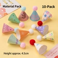 Set of 10 colorful mini party hats for birthday cakes in polka dots and stripes - White Star Pom-pom Hat DIY Kit (10 Pcs)
