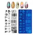Close-up of snowflake and Santa nail stamping plate with festive Christmas patterns - Christmas Style 08 (MANZILIN-08)