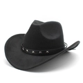 Detail of black cowboy hat featuring leather band and silver star metal rivets - M (56-58cm) / Black