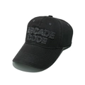 Detail of distressed black cotton baseball cap with Arcade Code embroidery and frayed edges - M (56-58cm) / Dark Gray