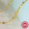 S925 sterling silver snake chain necklace with gold finish and authenticity hallmark - Gold Lip Chain