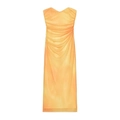 Robe bustier moulante en tulle dégradé orange avec détails de plis froncés - Jaune