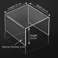 Transparent acrylic U-shaped riser shelf, 25x20x15cm size with 5mm thickness - 25x20x15cm (5mm)