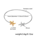 Starfish charm cuff bracelet in stainless steel with sparkling zircon stone accents - Starfish Style (Z442) / Two-tone (Gold & Silver)