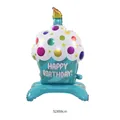 Standing blue cupcake foil balloon for birthday party decoration, size 52x88cm - Standing Blue Cupcake