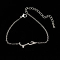 Silver chain bracelet with zircon stones and Arabic love calligraphy pendant in clear finish - Bracelet - Silver