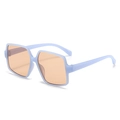 Oversized irregular square sunglasses with light blue frames and amber tinted lenses - One Size / Blue Frame Tea Lens