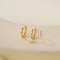 Detail view of gold hoop earrings with zircon stones and dimensions 1.2cm by 0.2cm - Round Rhinestone Ear Buckle (E071305k4) / One Pair / Gold