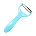 Éplucheur à légumes bleu ergonomique en acier inoxydable avec design smiley pour cuisine - Bleu