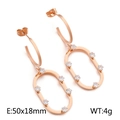 Pendientes de aro ovales en oro rosa con circonitas transparentes, 50x18mm - Oro Rosa (KE99101-KLX)