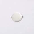 Polished silver stainless steel circular charm with two holes for DIY jewelry - Steel / Diameter 25mm