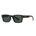 Gafas de sol cuadradas negras retro con detalles dorados y lentes verde oscuro estilo vintage - Marco Negro Lente Verde Oscuro (C5)