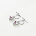 Silver OT toggle clasp with pink heart gemstone charm for handmade jewelry DIY - Platinum Irregular Shaped Heart OT Clasp - 2Pcs/Pack