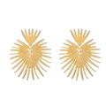 Modern gold-plated sunflower-shaped radial drop earrings with a metallic finish - Radial Style (KC Gold A-06)