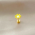 Daisy flower stud earrings in white and yellow enamel with gold-plated finish - Yellow