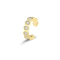 Golden honeycomb ear cuff with clear cubic zirconia stones for non-pierced ears - Gold Color (1 Piece) (FDEH-038)