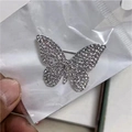 Silver butterfly brooch with sparkling rhinestones in a protective clear packaging - Silver Full Rhinestone Butterfly