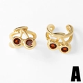 Golden cherry ear cuffs with red gemstone inlay for non-pierced ears in minimalist style - Style A-Cherry Design / Gold/Red