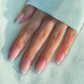 Classic French tip press-on nails in nude pink and white square oval shape - XB-29-03 Classic Nude Pink White French Tip