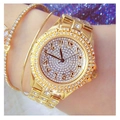 Orologio di lusso dorato con numeri arabi e set di gioielli con strass per donna - Oro