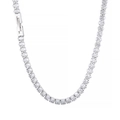 Silver oval cut tennis necklace featuring continuous clear cubic zirconia stones - Silver Base Clear Oval Zircon (KN234328-KFC)