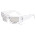 Futuristische Y2K Rechteck Sonnenbrille mit mattweißen Rahmen und grauen Gläsern - Sand Transparent