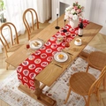 Modern festive red table runner with traditional Chinese New Year patterns for dining decor - Printed Red Festive