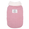 Roze corduroy hondenvest met witte fleece kraag en teddybeer patch voor de winter - S / Roze