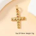 Detailed macro view of a 25x18mm vintage golden cross pendant with geometric texture - Rhombus Textured Cross (166)
