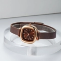 Elegant rose gold square watch with dark brown dial and metal mesh strap for women - Brown Mesh Brown Dial Rose Gold Case