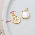 14k gold-filled 15mm round mother of pearl pendant with embossed portrait for DIY jewelry - 5# Round Cameo Portrait