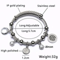 Vue détaillée du bracelet multi-breloques en acier inoxydable avec zircon et arbre - Acier Arbre de Vie (D)